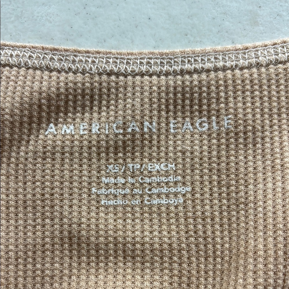 American Eagle Outfitters Beige Ribbed Blouse - Picture 3 of 3